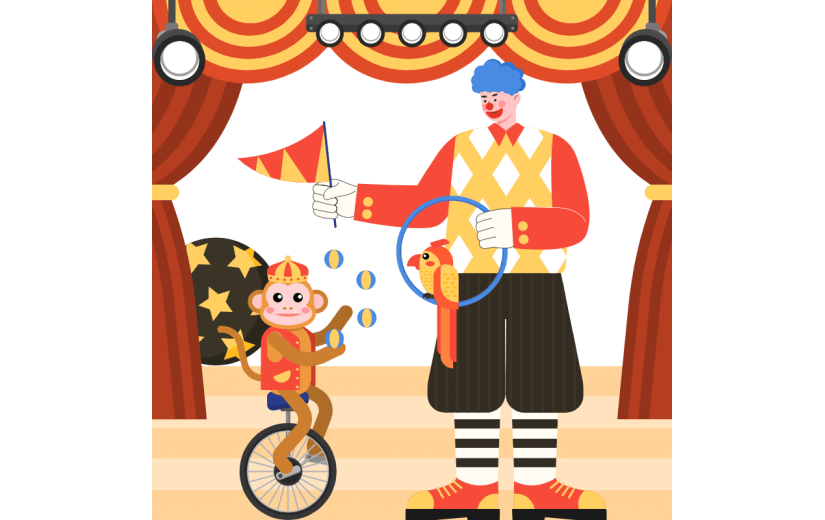 手绘-文化娱乐扁平插画SVG-马戏团