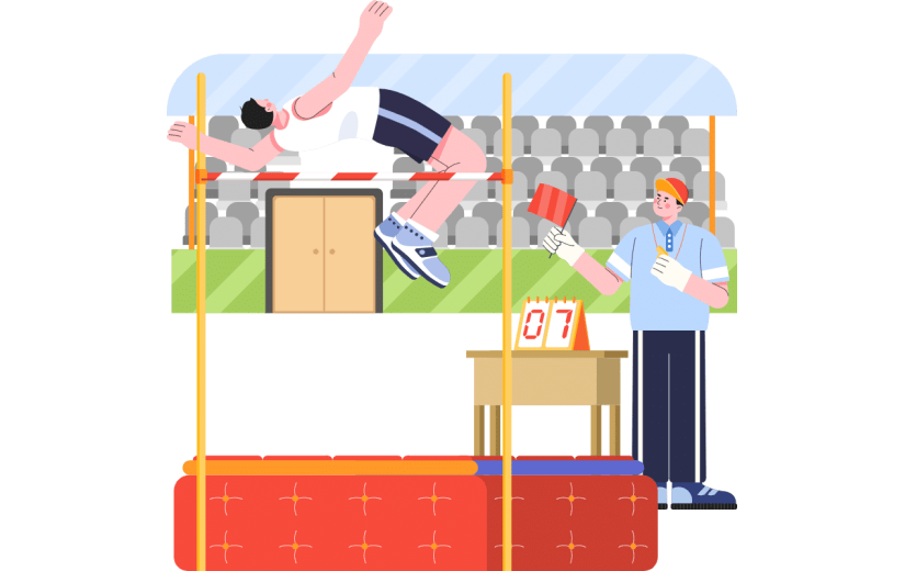 手绘-体育运动扁平插画SVG-跳高