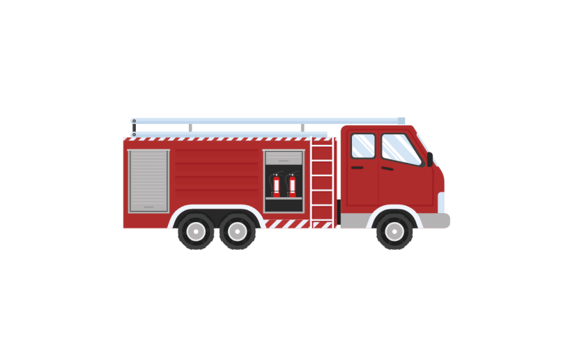 矢量风-职业形象插画-消防车