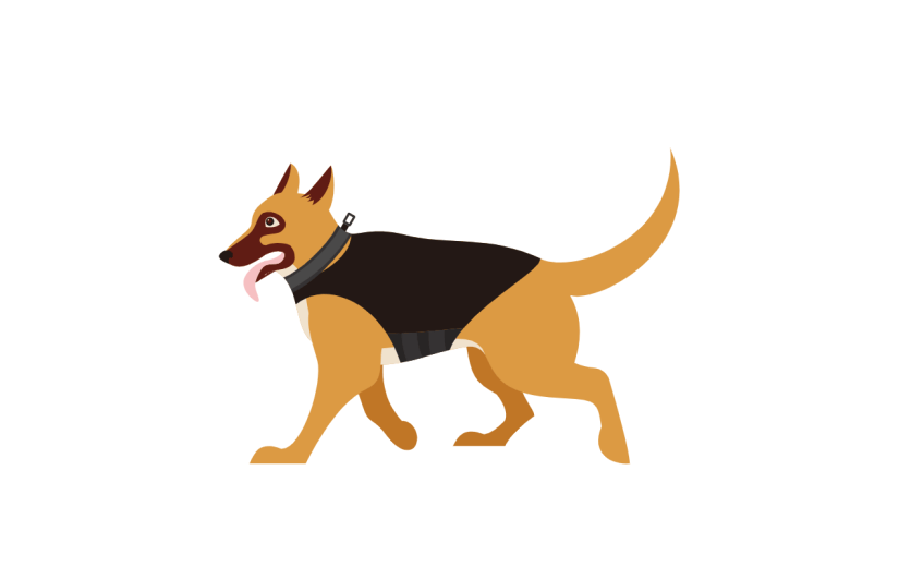 矢量风-职业形象插画-警犬