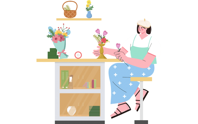 扁平-套系人物场景插画-SVG-花艺