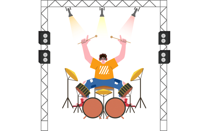 扁平-套系人物场景插画-SVG-架子鼓