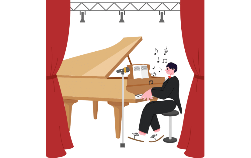 扁平-套系人物场景插画-SVG-钢琴