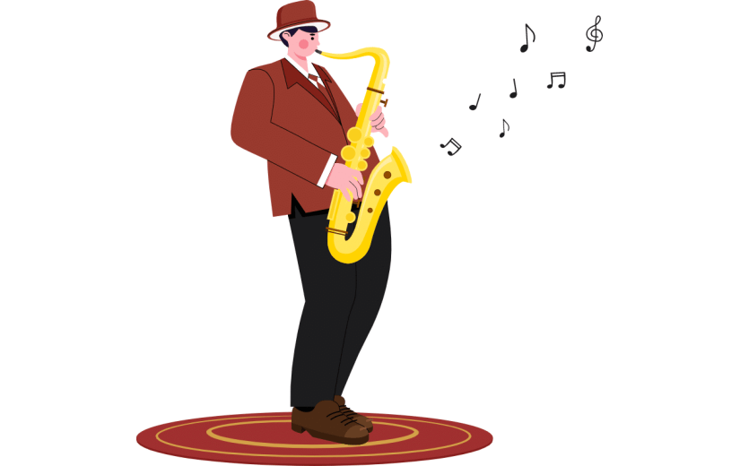 扁平-套系人物场景插画-SVG-萨克斯