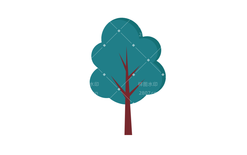 矢量风-扁平风植物元素-树