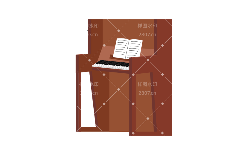矢量风-扁平风手绘-钢琴