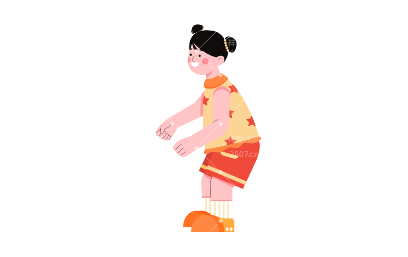 矢量风-扁平风人物插画-女孩