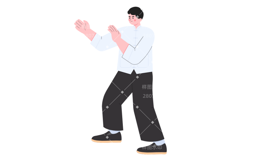 矢量风-扁平人物插画-太极拳
