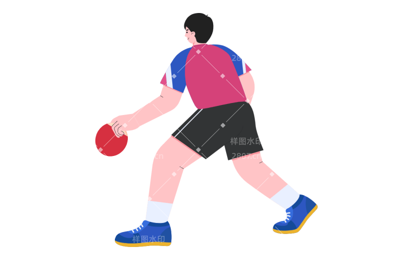 矢量风-扁平人物插画-打乒乓球