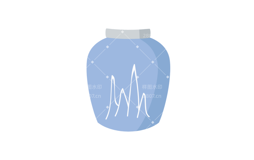 矢量风-扁平家居摆件-瓷罐