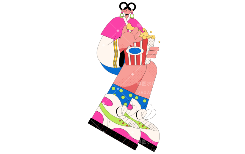 扁平-孟菲斯风七夕人物-SVG-女人