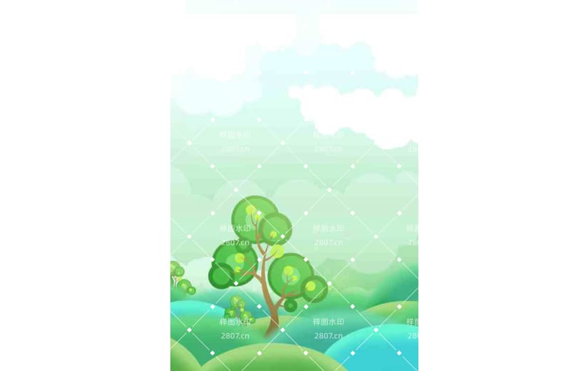 绿色卡通插画植树节背景