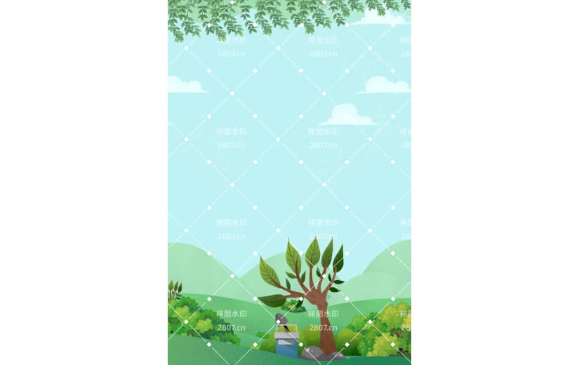 手绘植树节草地背景