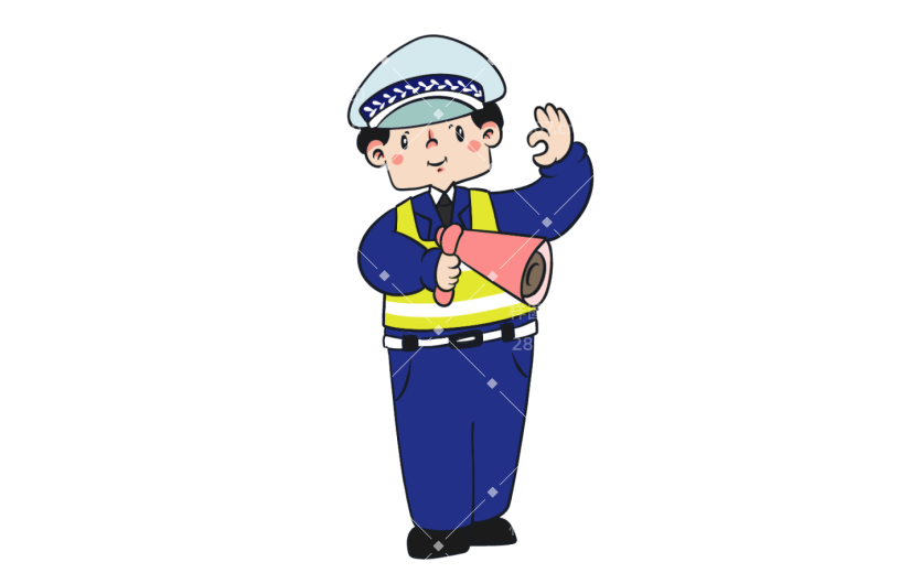 元素拿喇叭的交警元素
