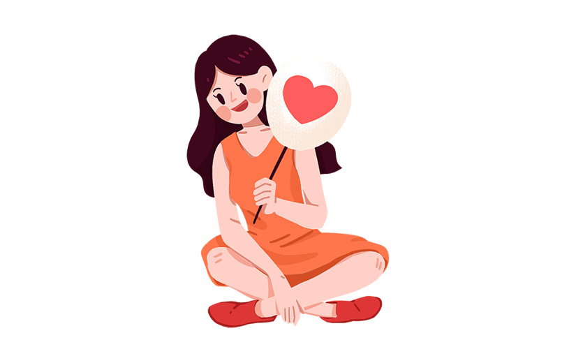 卡通感情人节女生元素贴纸