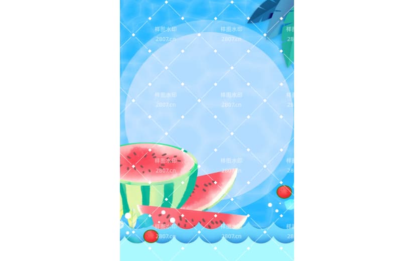 蓝色卡通水果生鲜促销背景