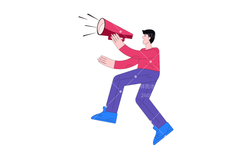 扁平 简约 招聘  办公 喇叭 喊人 人物