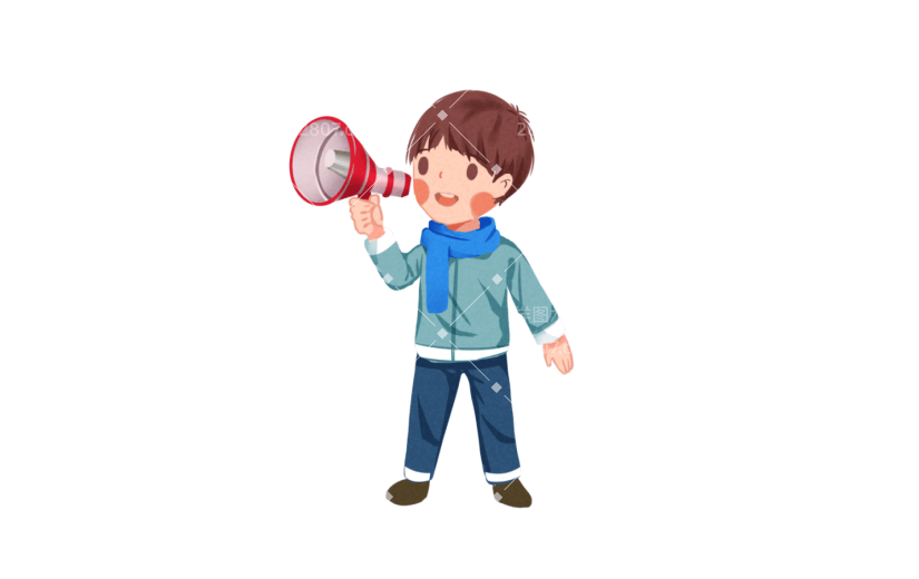 元素节日放假通知小孩拿着喇叭