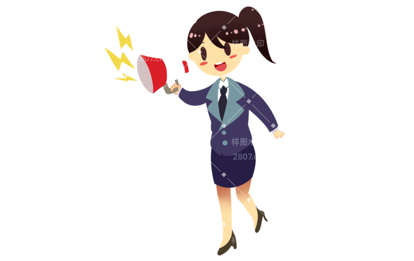 手拿喇叭的职场女性呐喊宣传