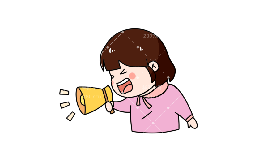 元素促销活动通知喊喇叭的小女孩