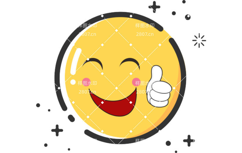 手绘矢量MBE风格笑脸图案设计
