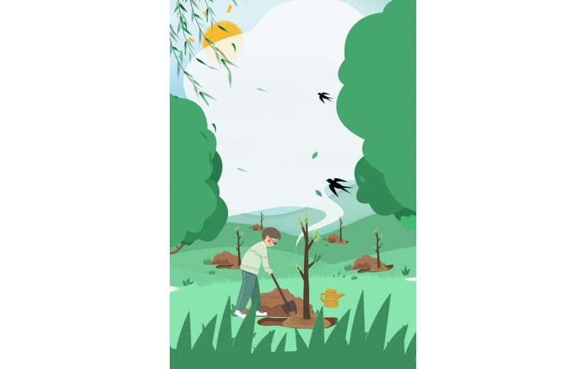 简约植树节312绿色环保种树背景