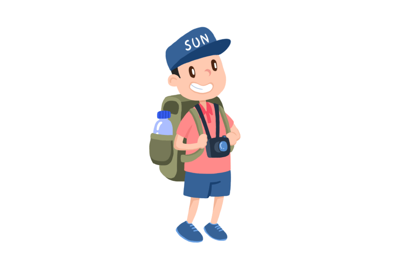 夏令营旅游小男孩卡通人物手绘元素