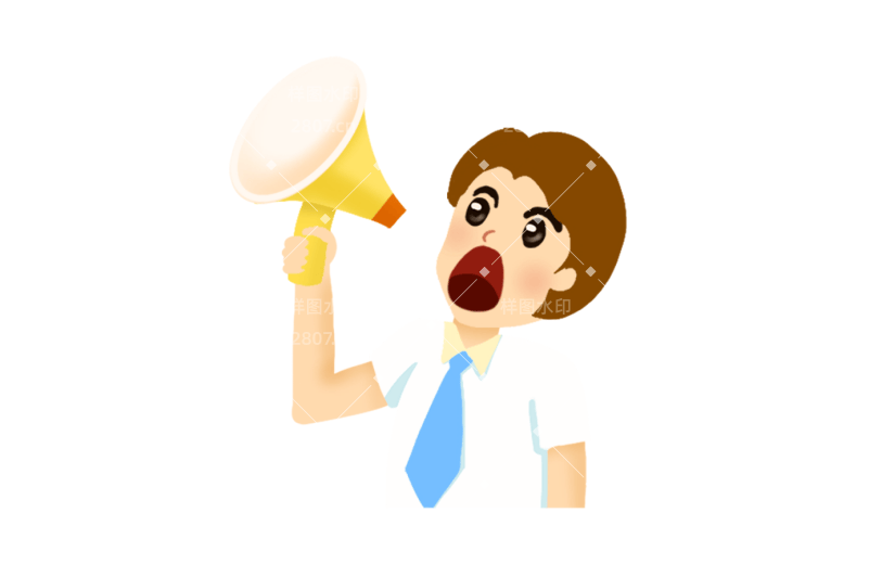 元素手绘男人拿喇叭喊话