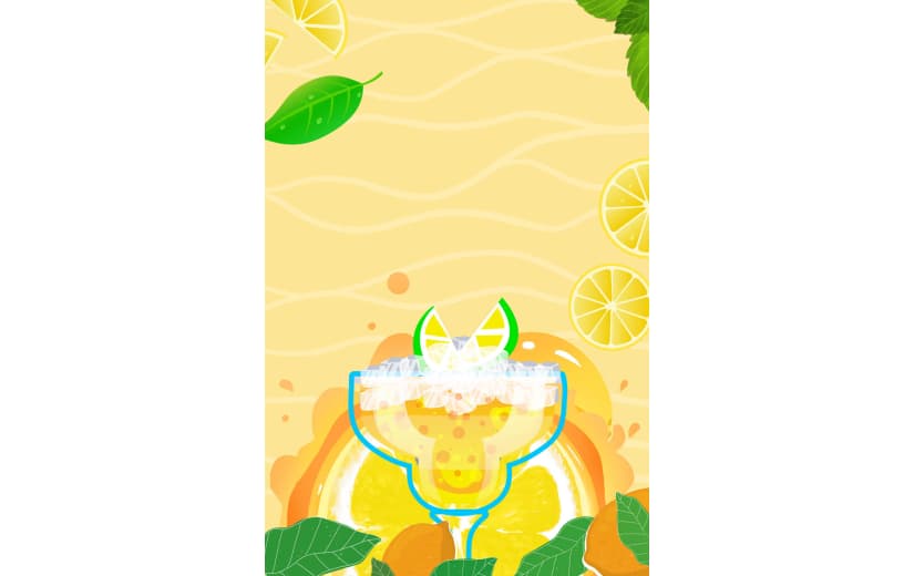 夏至冷饮卡通插画手绘背景