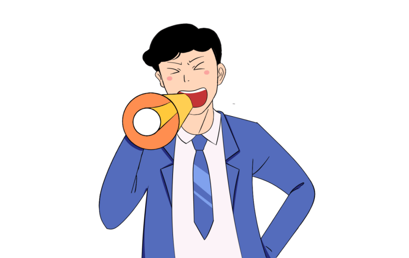 元素拿着喇叭穿着西装的公司白领元素