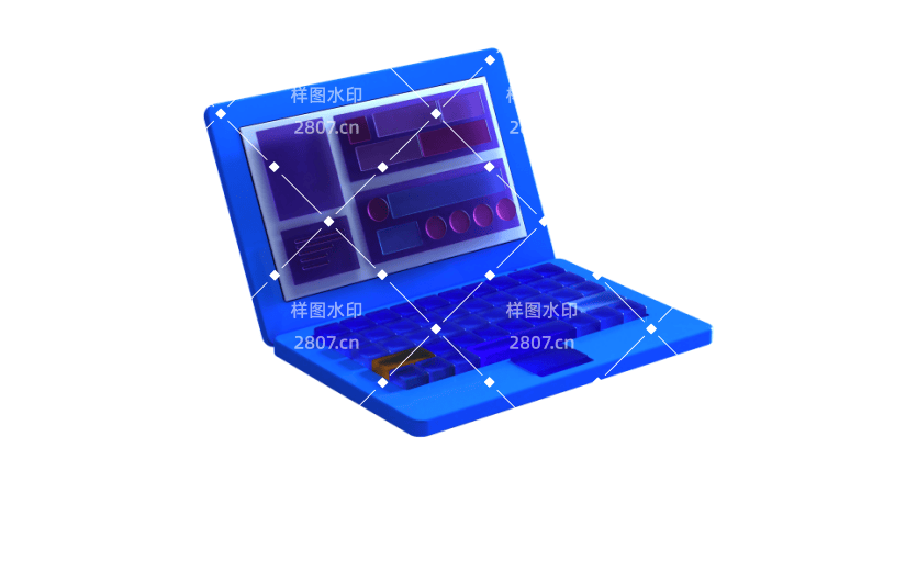 c4d毛玻璃立体电脑小场景