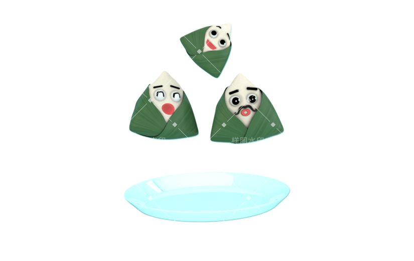 元素C4D立体粽子盘子