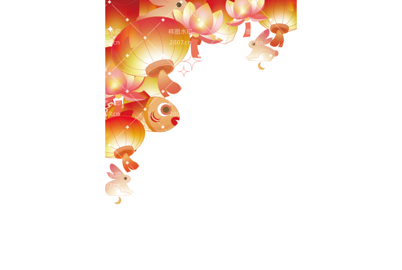 元宵节灯会灯顶框挂饰元素