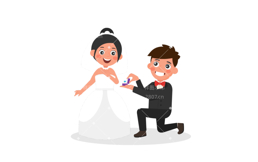 gif元素卡通情侣男女求婚结婚元素