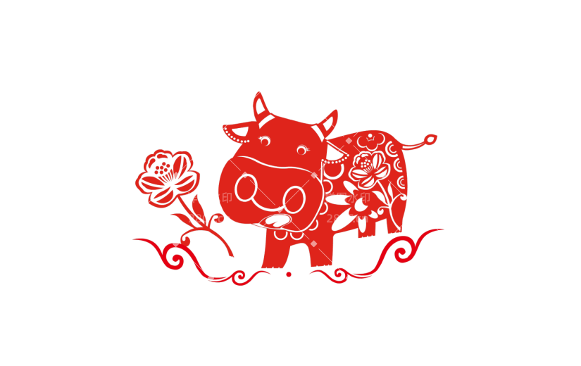 gif元素剪纸风格新年牛年元素