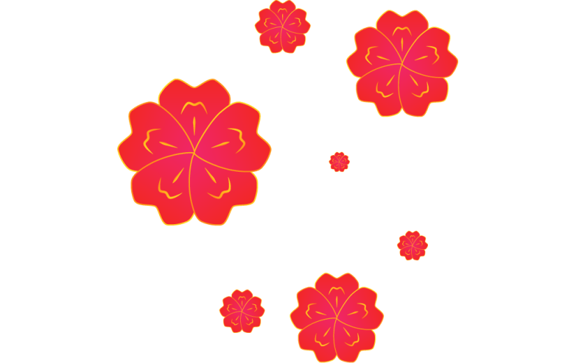 简约红色小花装饰元素