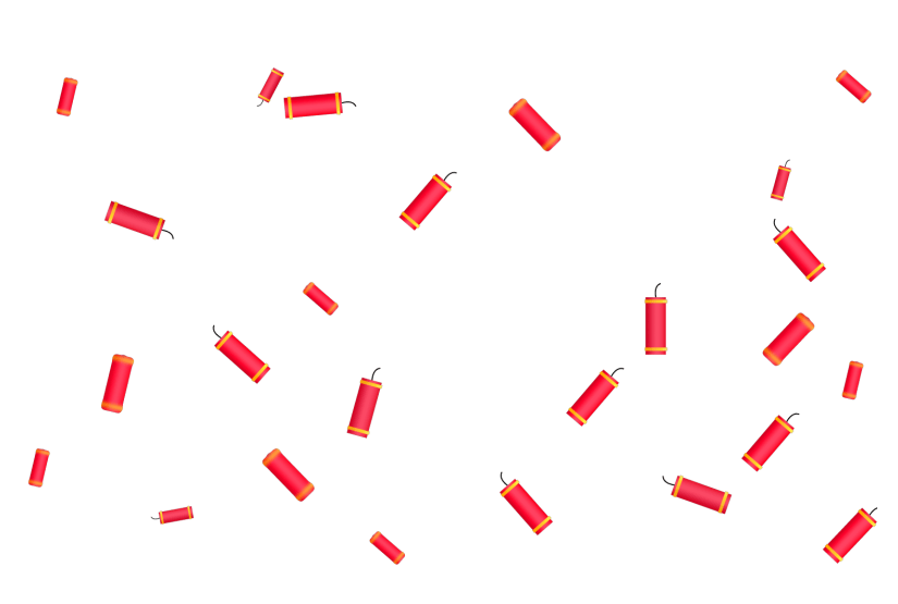 漂浮红色鞭炮卡通元素