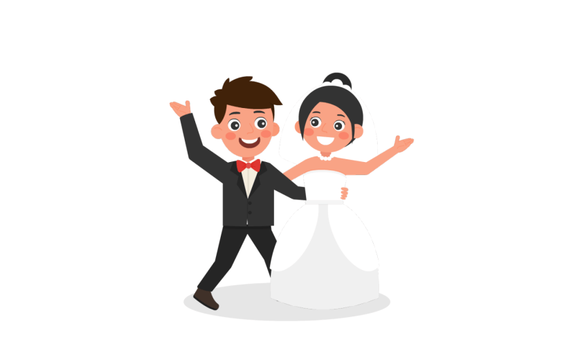 gif元素卡通扁平情侣结婚婚礼元素
