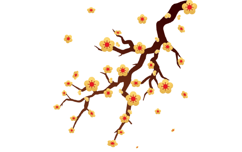 元素喜庆冬季梅花树
