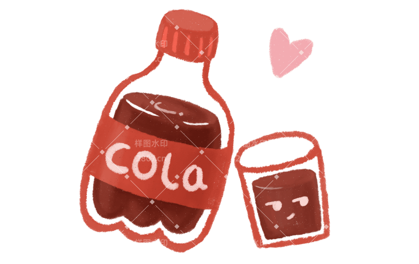 手绘卡通装饰型可爱插画-可乐