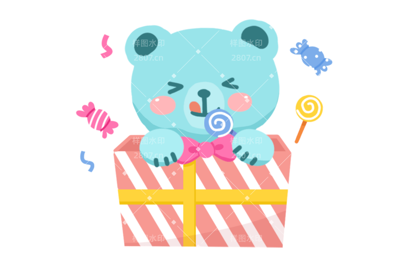 可爱手绘生日主题-礼物熊