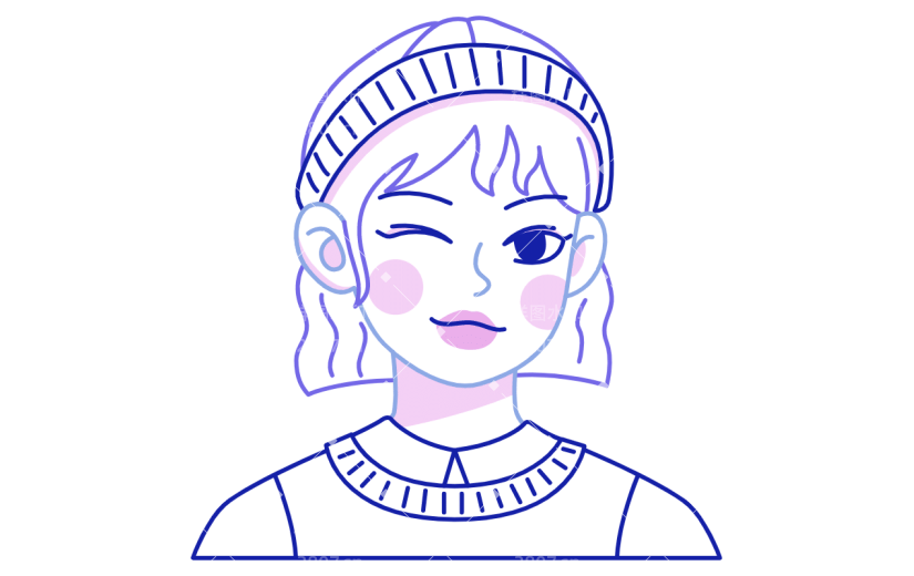 手绘可爱的二次元女生头像人物元素