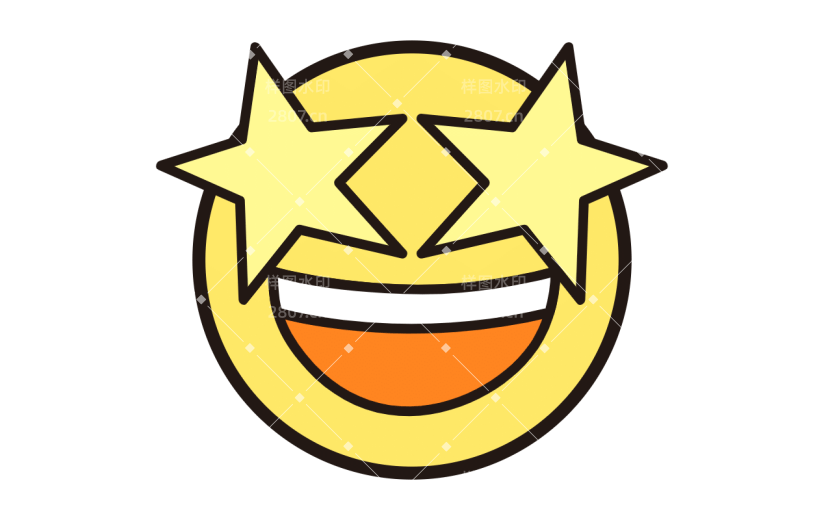 星星手绘描边emoji表情包元素