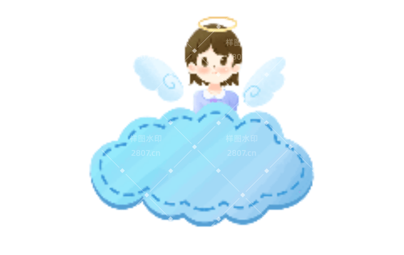 云朵天使女孩便签蓝可爱动态贴纸