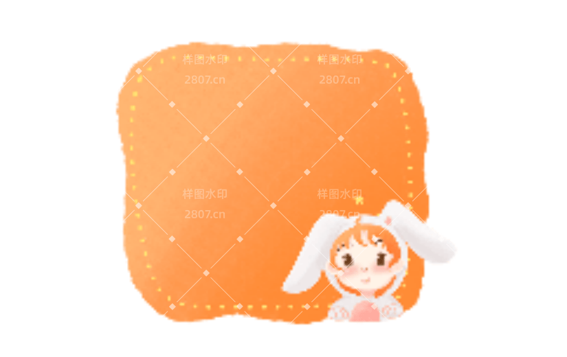 兔耳朵女孩便签橙可爱动态贴纸