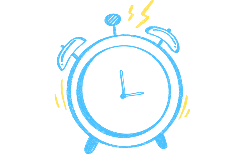 教育培训文具元素闹钟简笔画蜡笔画卡通贴纸