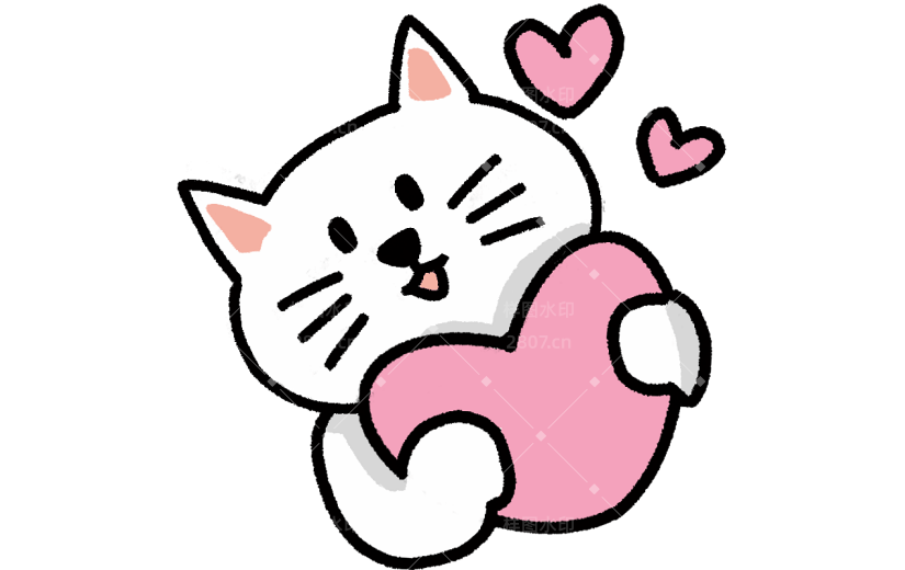 小红书可爱手帐风猫咪爱心简笔画贴纸