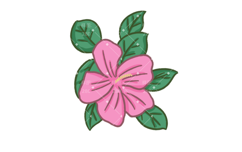 元素手绘卡通节气芒种花卉木槿
