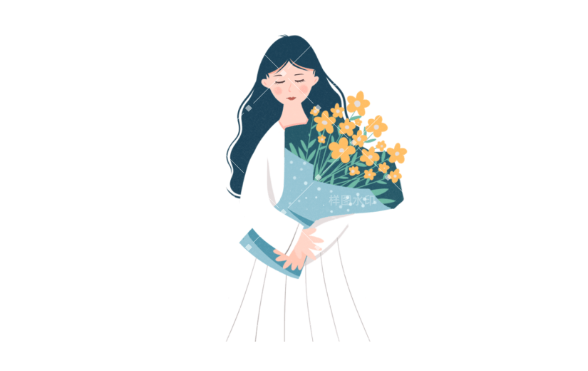 女孩花卉卡通人物