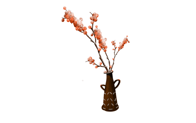 元素冬天植物元素带冰霜的植物